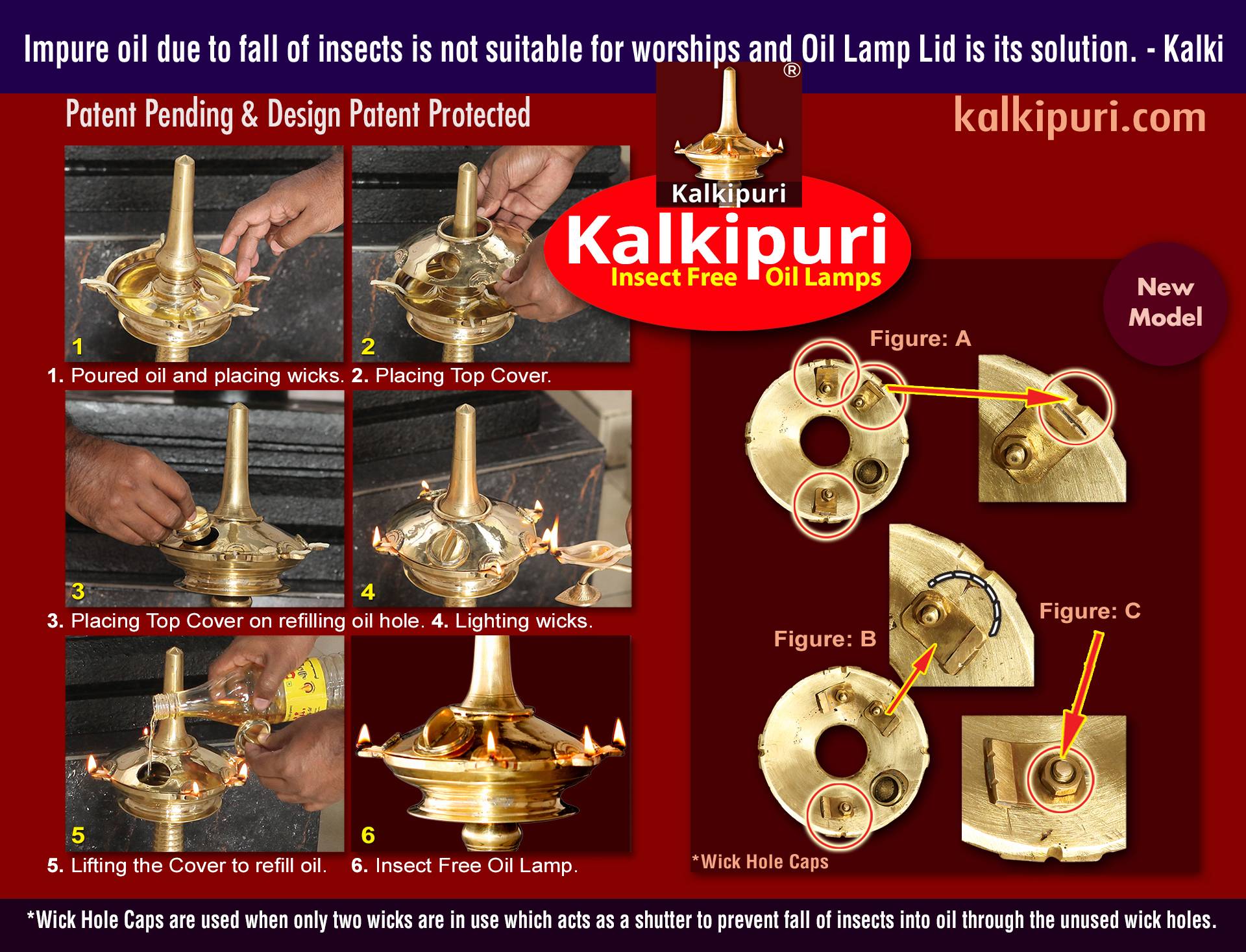 Kalkipuri Insect Free Bronze Oil Lamp - using method